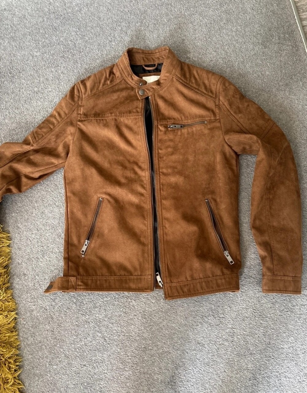 Next Brown Men Suede Racer Jacket